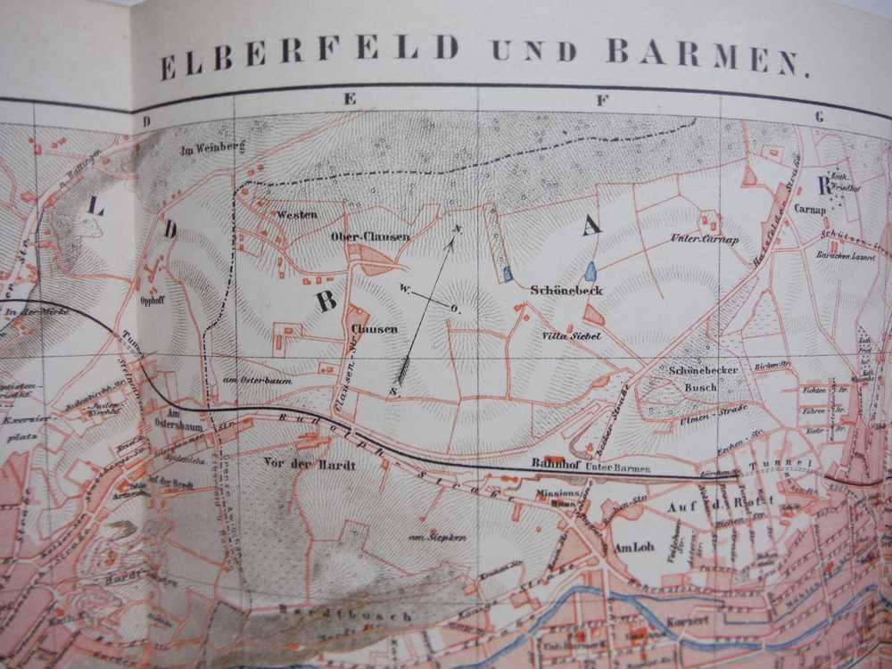 Image 1 of Meyers Antique Map of Elberfeld und Barmen, Germany 1890