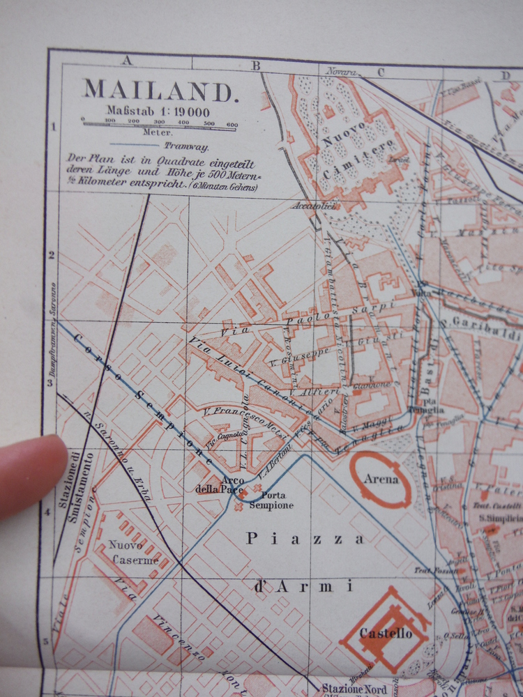 Image 1 of Meyers Antique Colored Map of  MAILAND (1890)