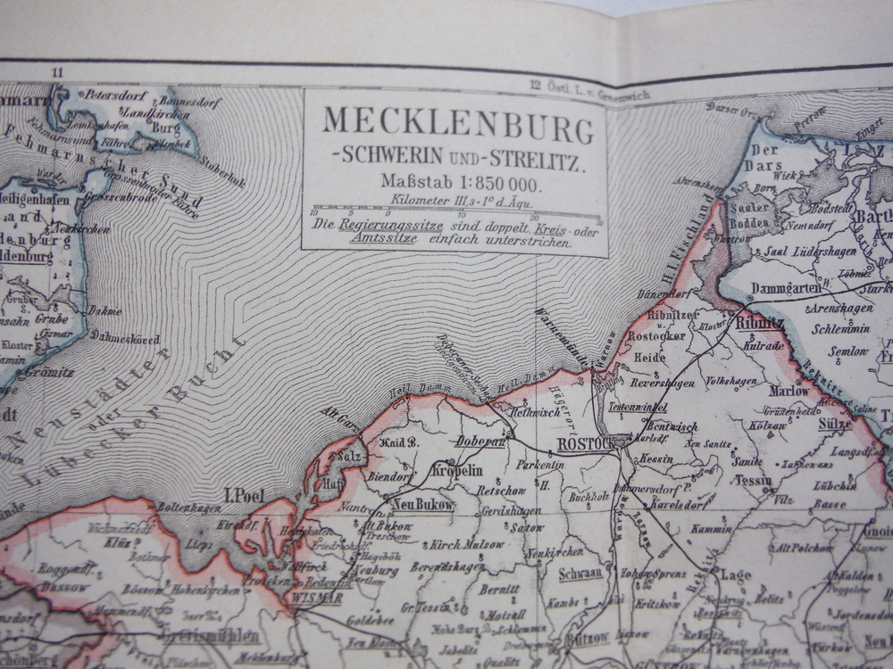 Image 1 of Meyers Antique Colored Map of  MECKLEBURG (1890)