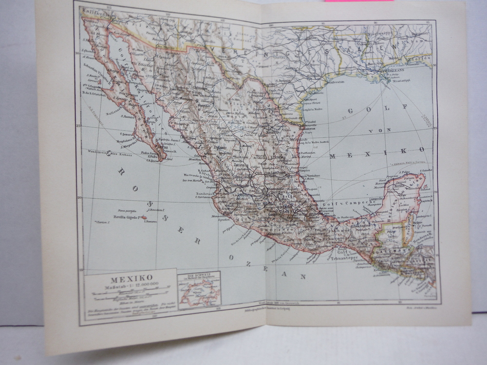 Meyers Antique Colored Map of  MEXIKO (1890)