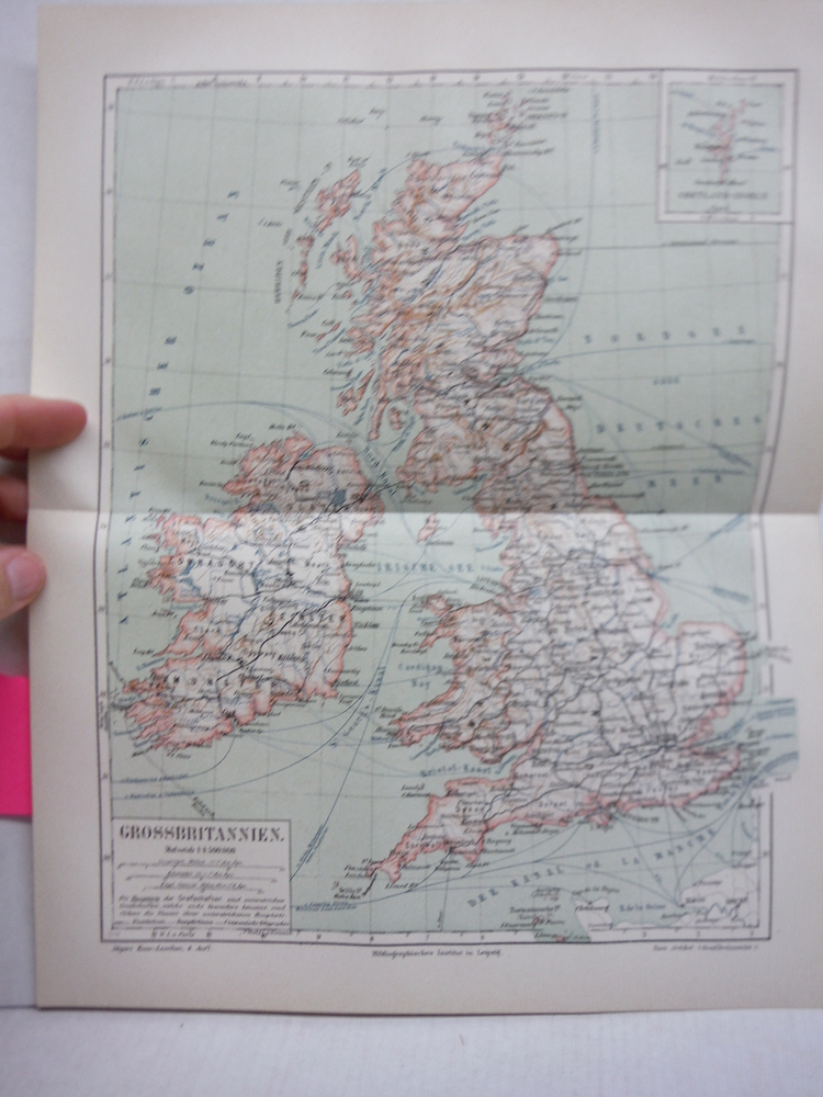 Image 0 of Meyers Antique Colored Map of  GROSSBRITANNIEN (1890)