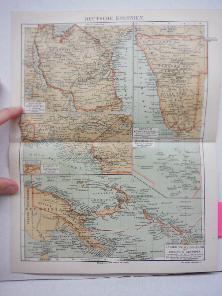 Meyers Antique Colored Map of  DEUTSCHE KOLONIEN  (1890)