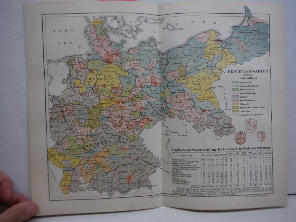 Image 0 of Meyers Antique Colored Map of  REICHSTAGSWAHLEN 1890-1895 