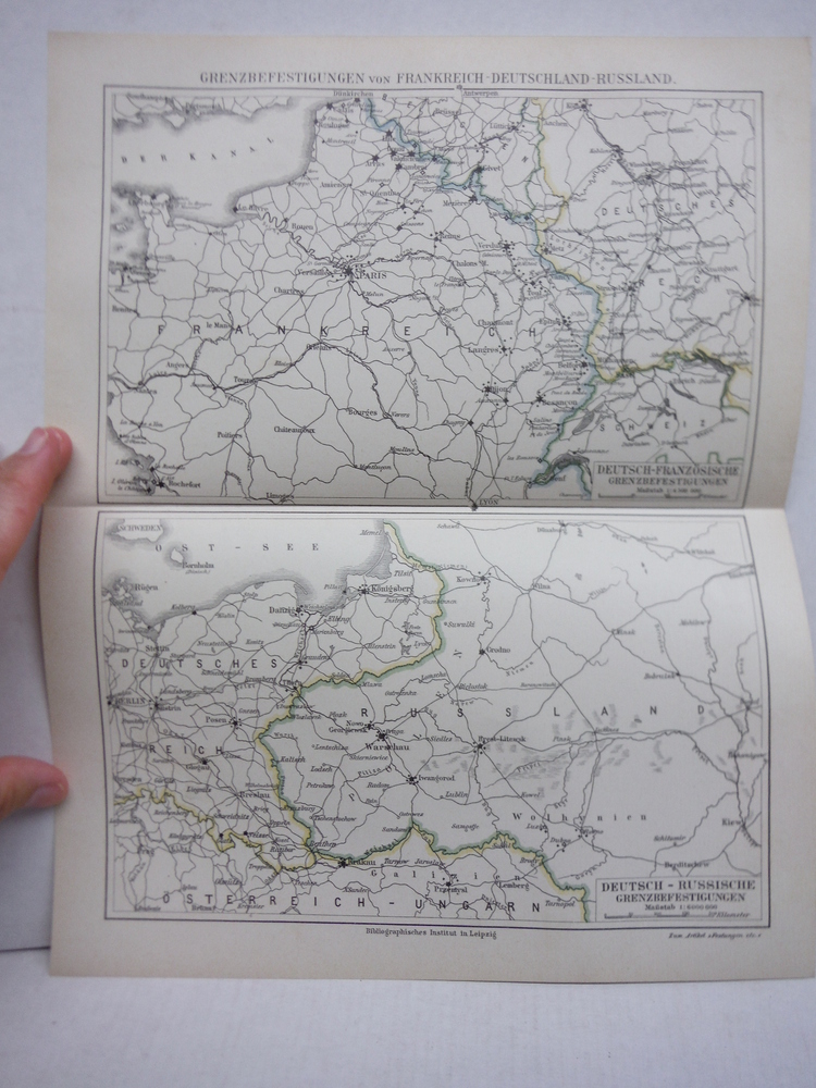 Image 0 of Meyers Antique Colored Map of  GRENZBEFESTIGUNGEN VON FRANKREICH-DEUTCHLAND-RUSS
