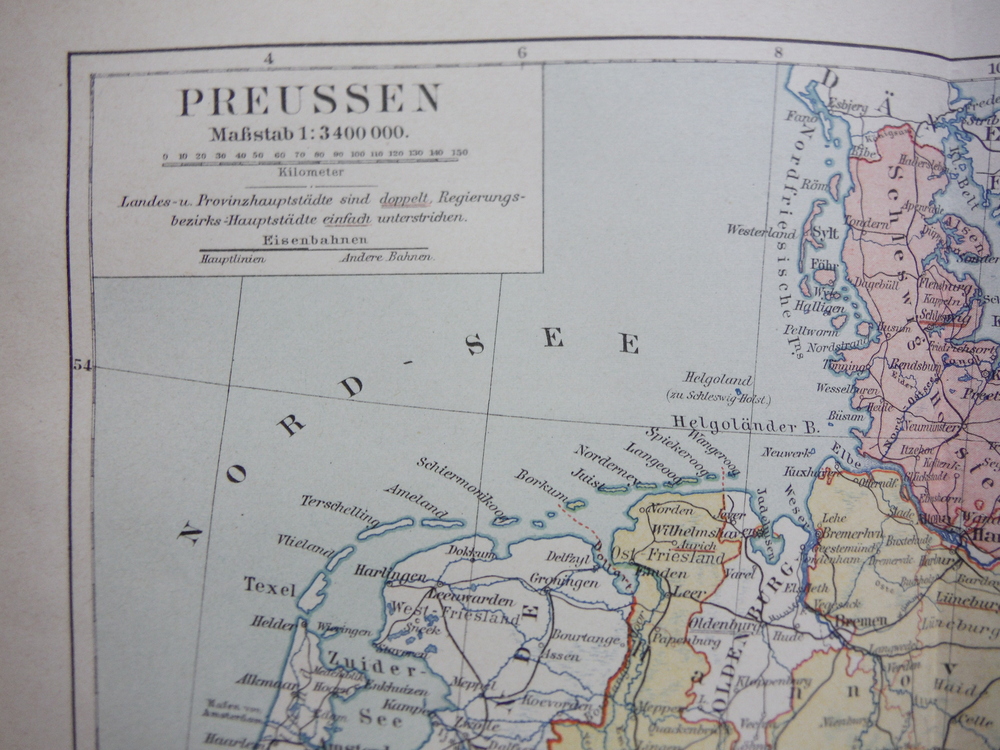 Image 1 of Meyers Antique Colored Map of  PREUSSEN  (1890) 