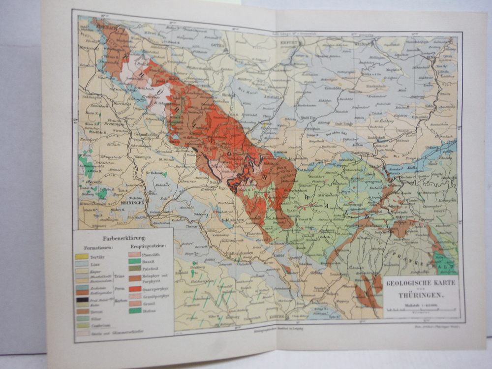 Meyers Antique Colored Map of  GEOLOGISCHE KARTE VON THURINGEN  (1890) 