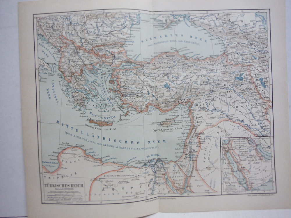 Meyers Antique Colored Map of  TURKISCHES REICH  (1890) 