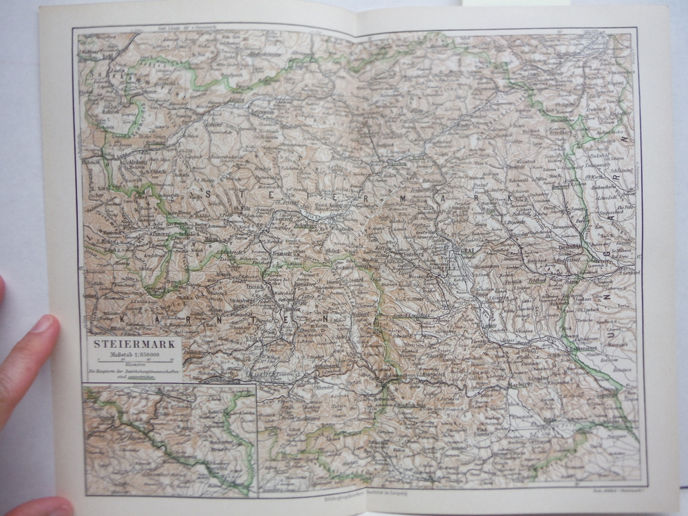 Meyers Antique Colored Map  STEIERMARK (1890) 
