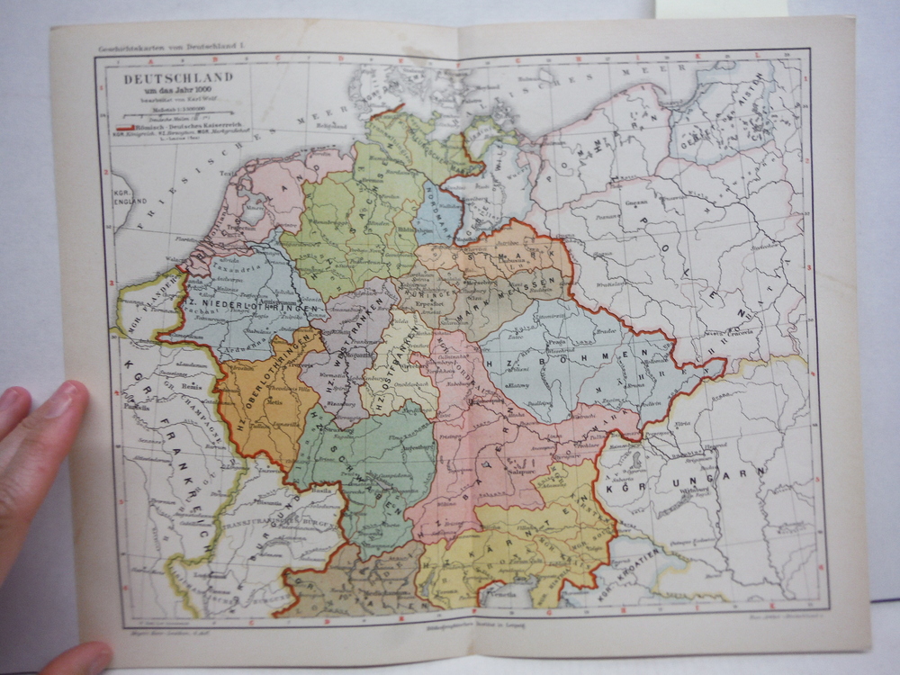 Meyers Antique Colored Map  of DEUTSCHLAND UP DAS JAHR 1000 (1890) 
