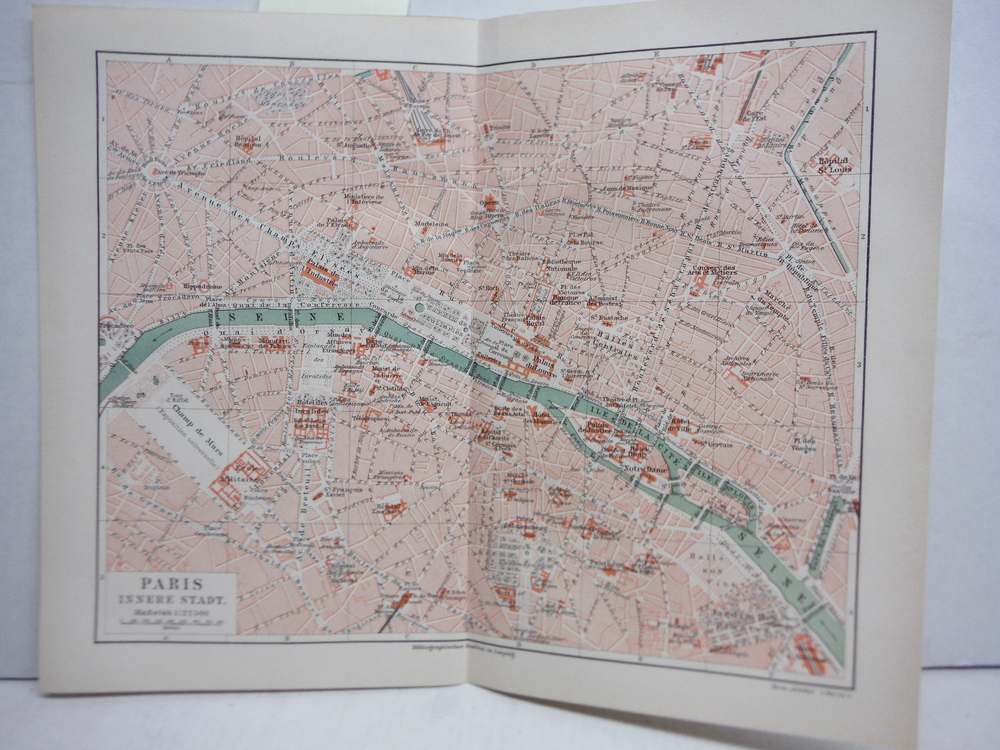 Image 1 of Meyers Antique Colored Map  of  PARIS INNERE STADT (1890) 