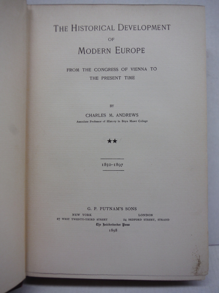 Image 1 of The Historical Development of Modern Europe, 1815-1897 in 2 Volumes