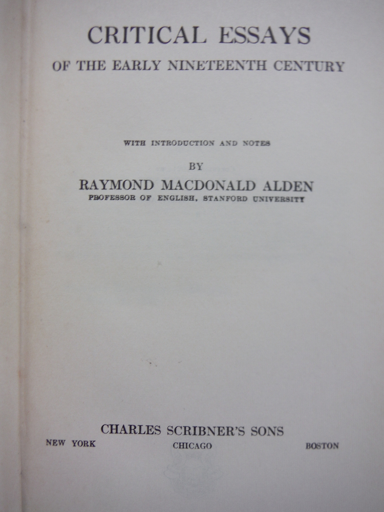 Image 1 of Critical Essays of the Early Nineteenth Century