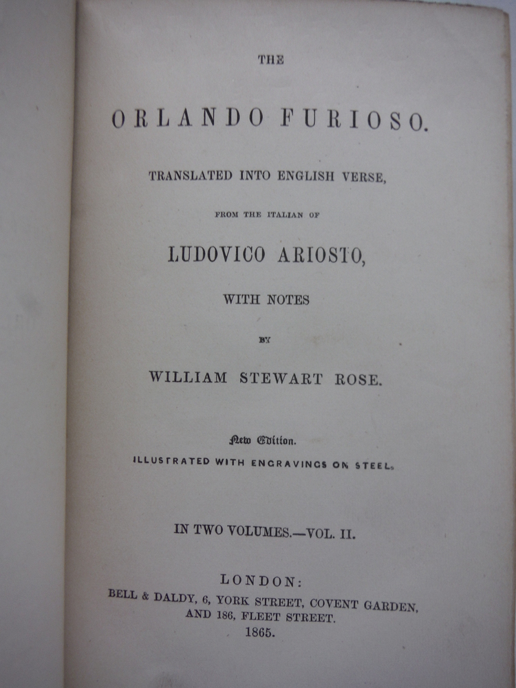 Image 2 of The Orlando Furioso Of Ludovico Ariosto In Two Volumes Bohn's Illustrated Librar