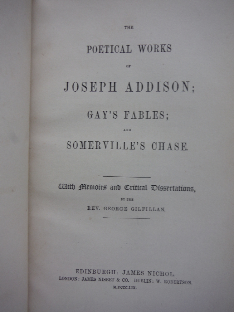 Image 2 of The Poetical Works of Joseph Addison; Gay's Fables and Somerville's Chase