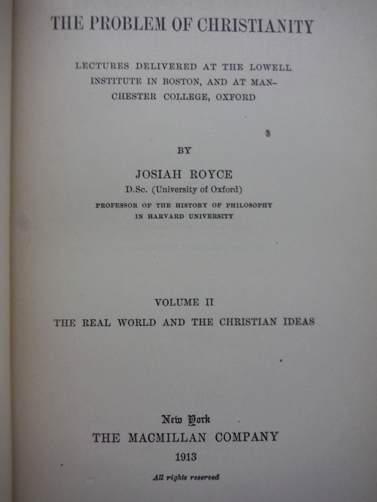 Image 2 of The Problem of Christianity TWO Volumes Vol.I The Problem of Christainity Vol.II