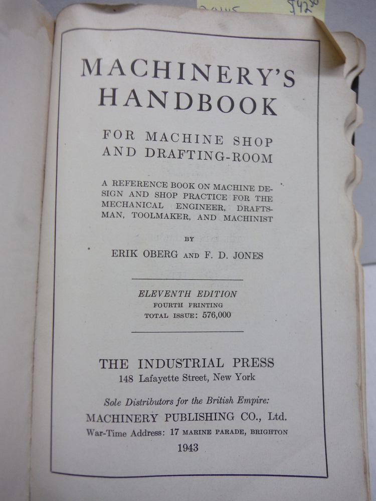 Machinery's Handbook for Machine Shop and Drafting Room 11th edition