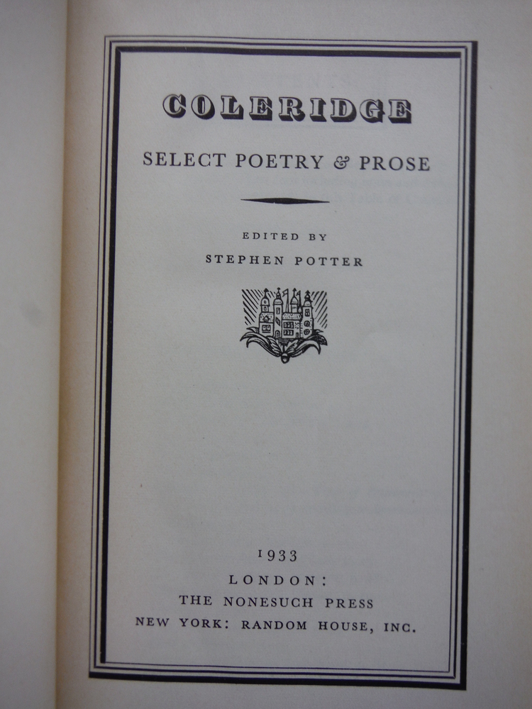 Image 1 of Coleridge; Select Poetry and Prose