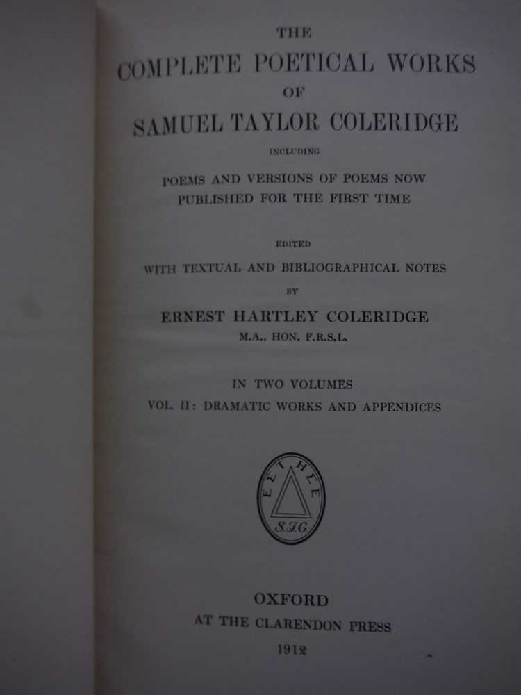 Image 1 of The complete poetical works of Samuel Taylor Coleridge,: Including poems and ver