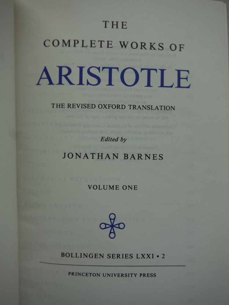 Image 2 of The Complete Works of Aristotle: The Revised Oxford Translation (Bollingen Serie