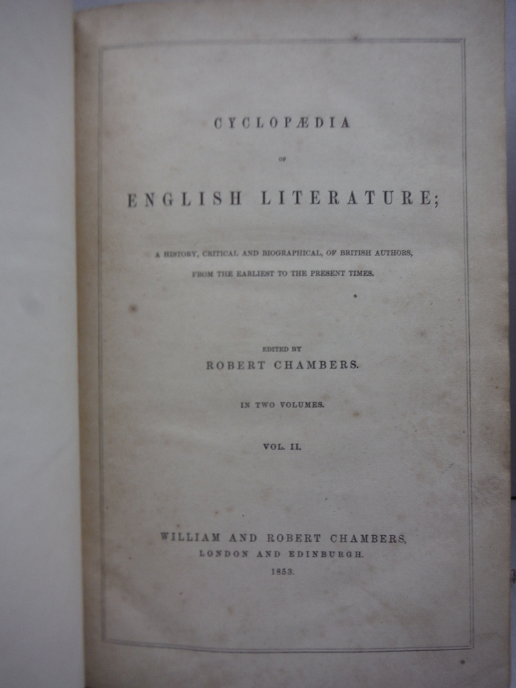 Image 2 of Chambers's Cyclopaedia of English Literature (2 Volumes Complete)