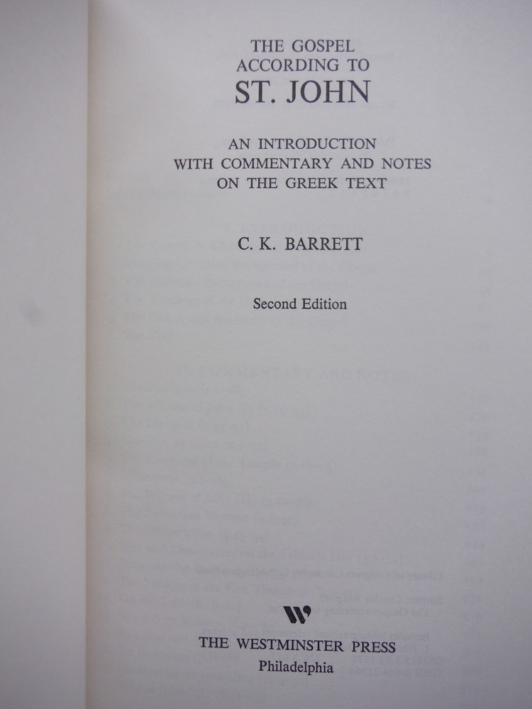 Image 1 of Gospel According to St. John: An Introduction With Commentary and Notes on the G