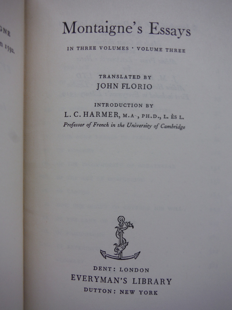 Image 1 of Montaign's Essays in Three Volulmes (Completge)