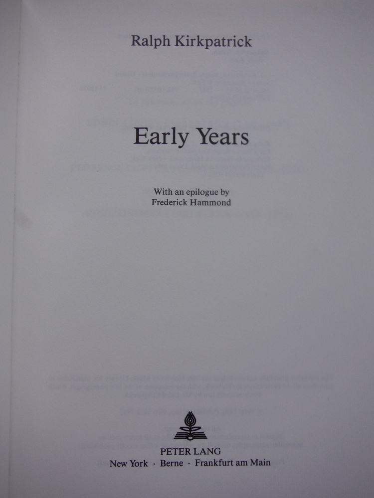 Image 1 of Early Years: With an epilogue by Frederick Hammond