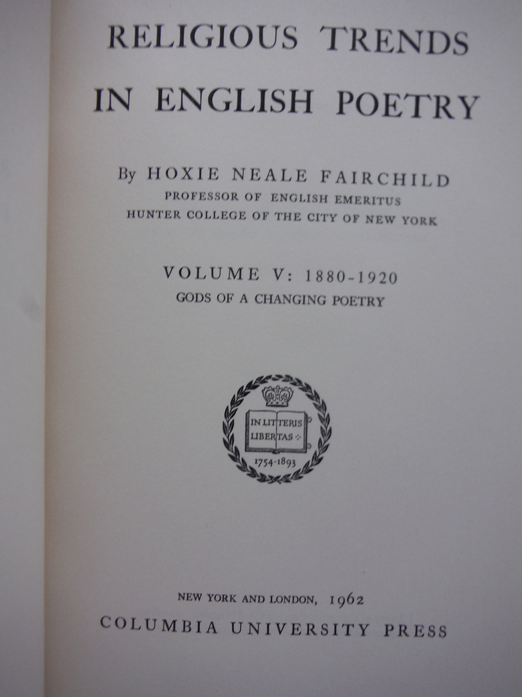 Image 1 of Religious Trends in English Poetry, Vol. III: 1880-1920 Gods of a Changing Poetr