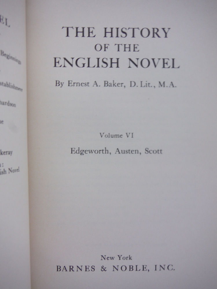 Image 1 of The History of the English Novel Vol. VI: Edgeworth, Austen, Scott