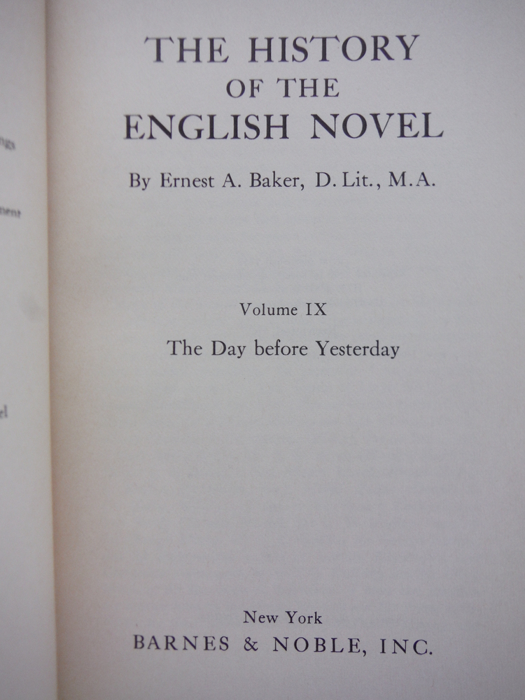Image 1 of The History of the English Novel Vol. IX: The Day before Yesterday