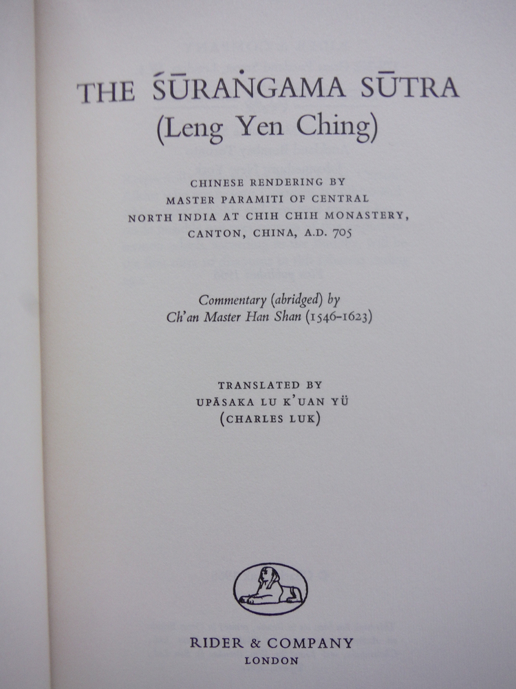 Image 1 of The Surangama Sutra (Leng Yen Ching). Chinese Rendering By Master Paramiti of Ce