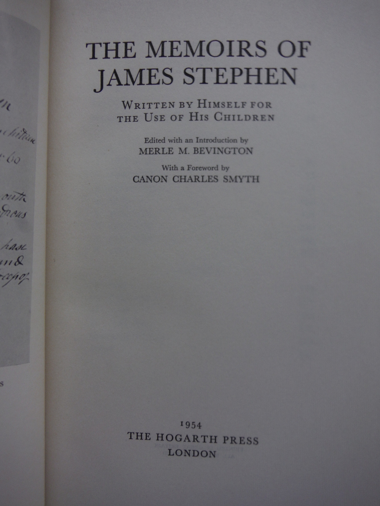 Image 1 of Memoirs of James Stephen (Written By Himself for the Use of His Children), the