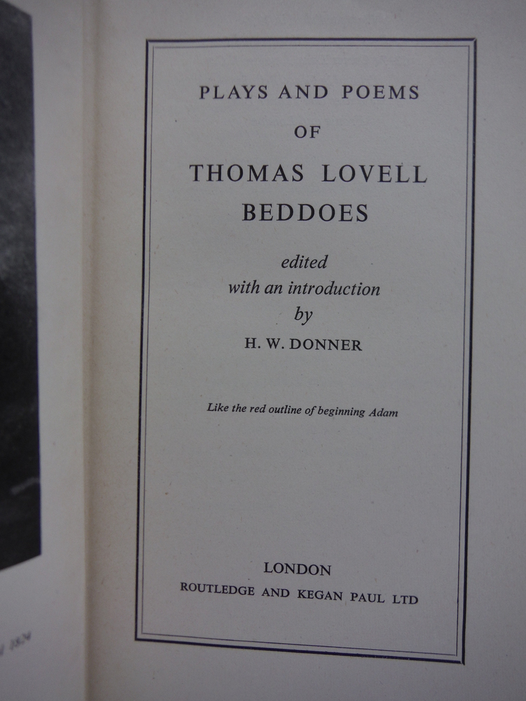 Image 1 of Plays and Poems of Thomas Lovell Beddoes
