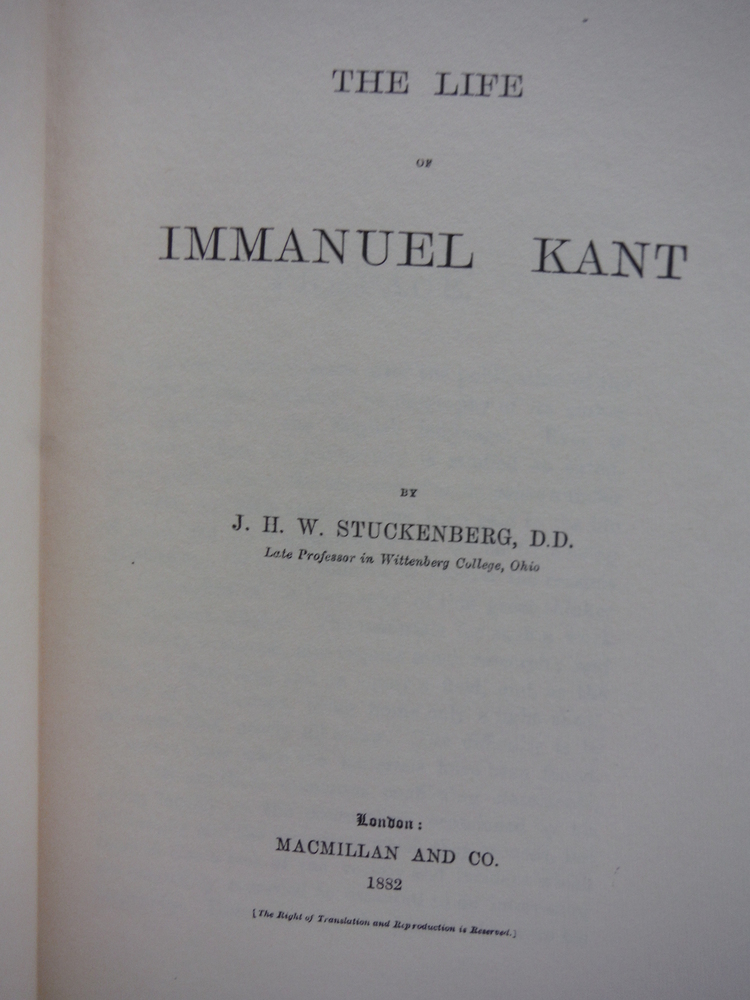 Image 1 of The Life of Immanuel Kant [1882]