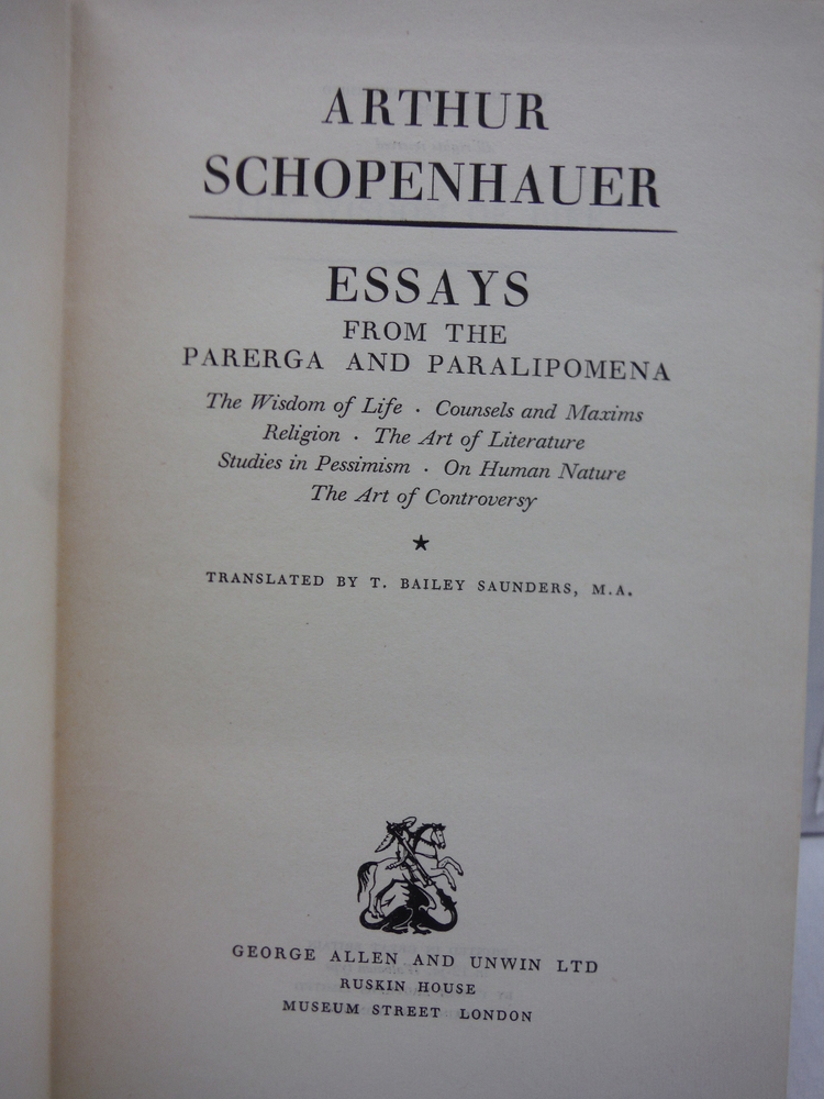Image 1 of Essays from the Parerga and Paralipomena
