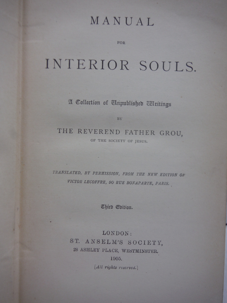 Image 1 of Manual for Interior Souls A Collection of Unpublished Writings