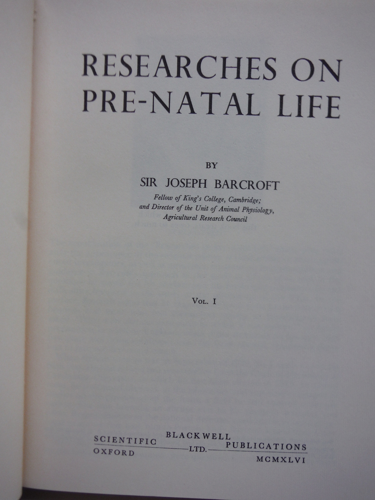 Image 1 of Researches on Pre-Natal Life Volume 1