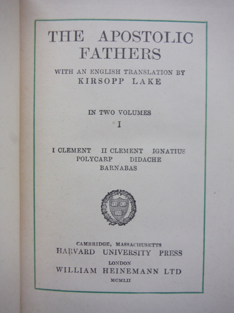 Image 1 of The Apostolic Fathers Volume I