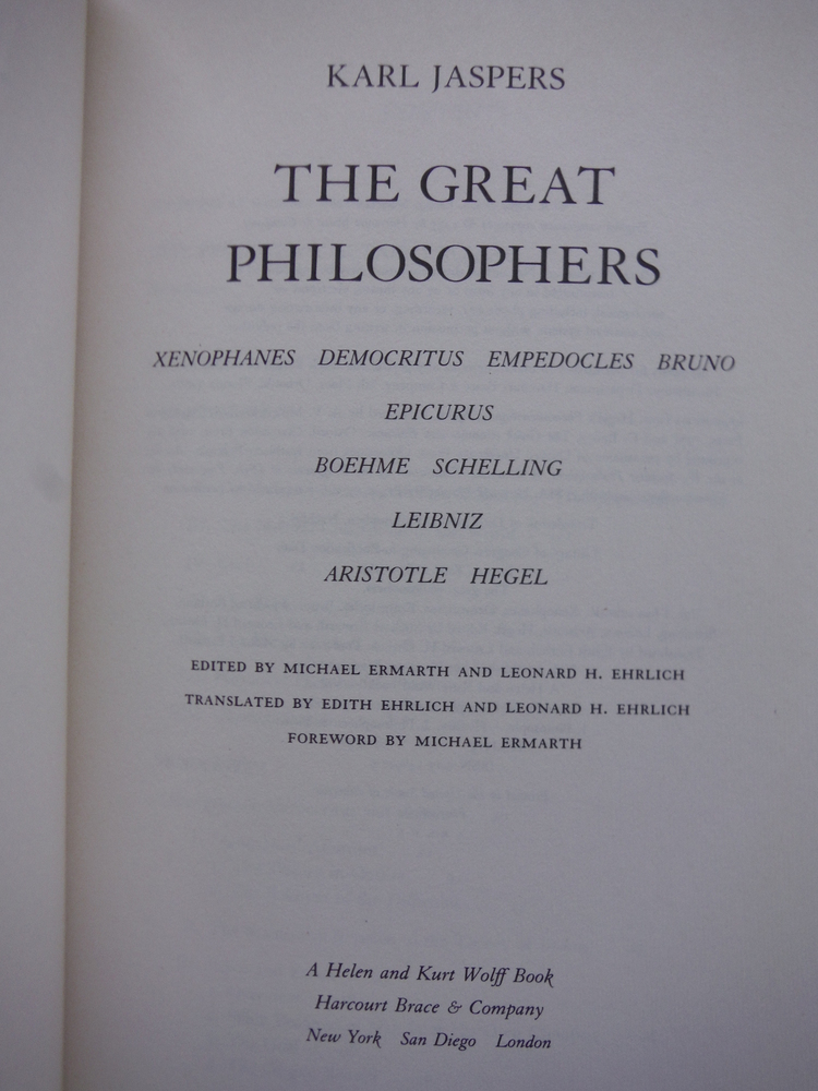 Image 1 of The Great Philosophers: Xenophanes, Democritus, Empedocles, Bruno, Epicurus, Boe