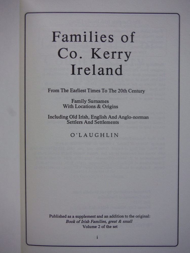 Image 1 of Families of County Kerry, Ireland: Over Four Thousand Entries from the Archives 