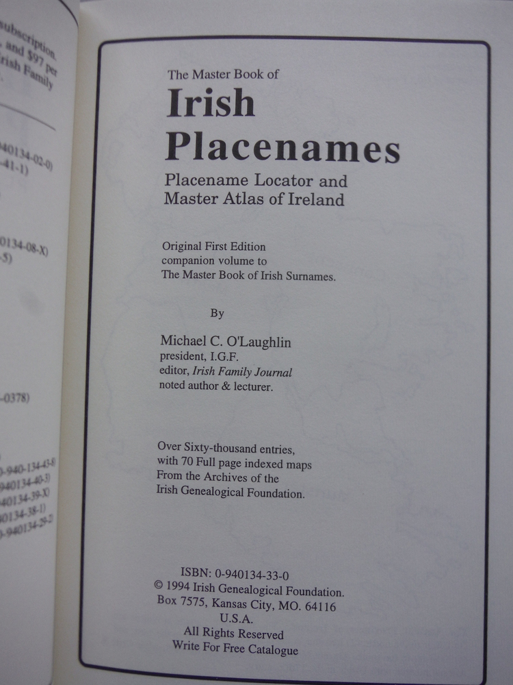 Image 1 of Master Book of Irish Placenames: Master Atlas and Book of Irish Placenames
