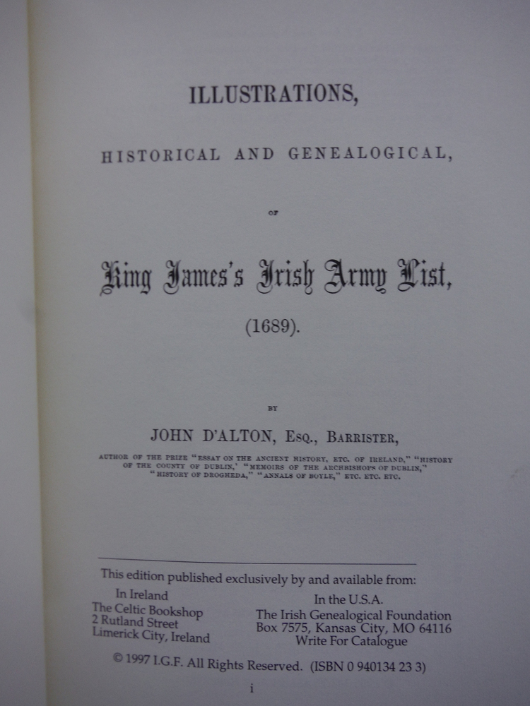 Image 1 of King James' Irish Army List: 1689 A. D., Illustrations, Historical and Genealogi