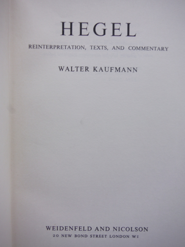 Image 1 of Hegel Reinterpretation, Texts, and Commentary
