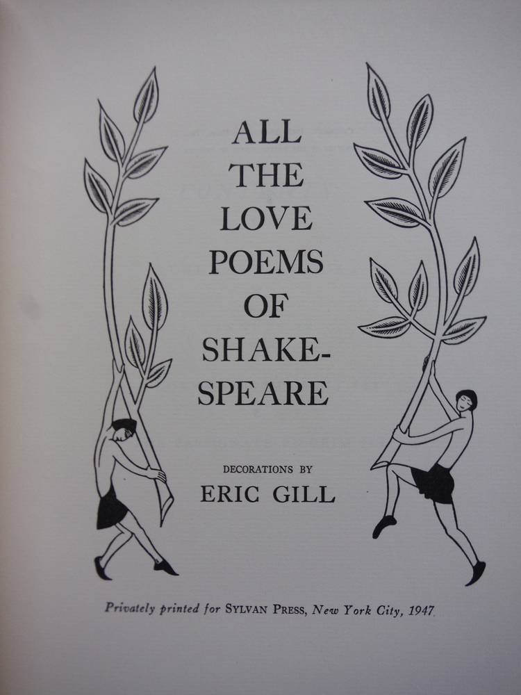 Image 1 of All the Love Poems of Shakespeare W/Eric Gill Engravings - Limited To 1,499 Copi
