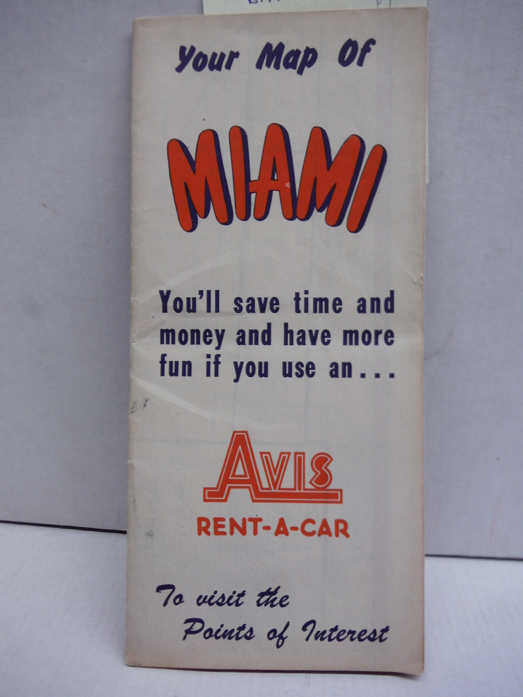 Image 0 of 1950s Avis Rent-A-Car Miami Vintage Road Map