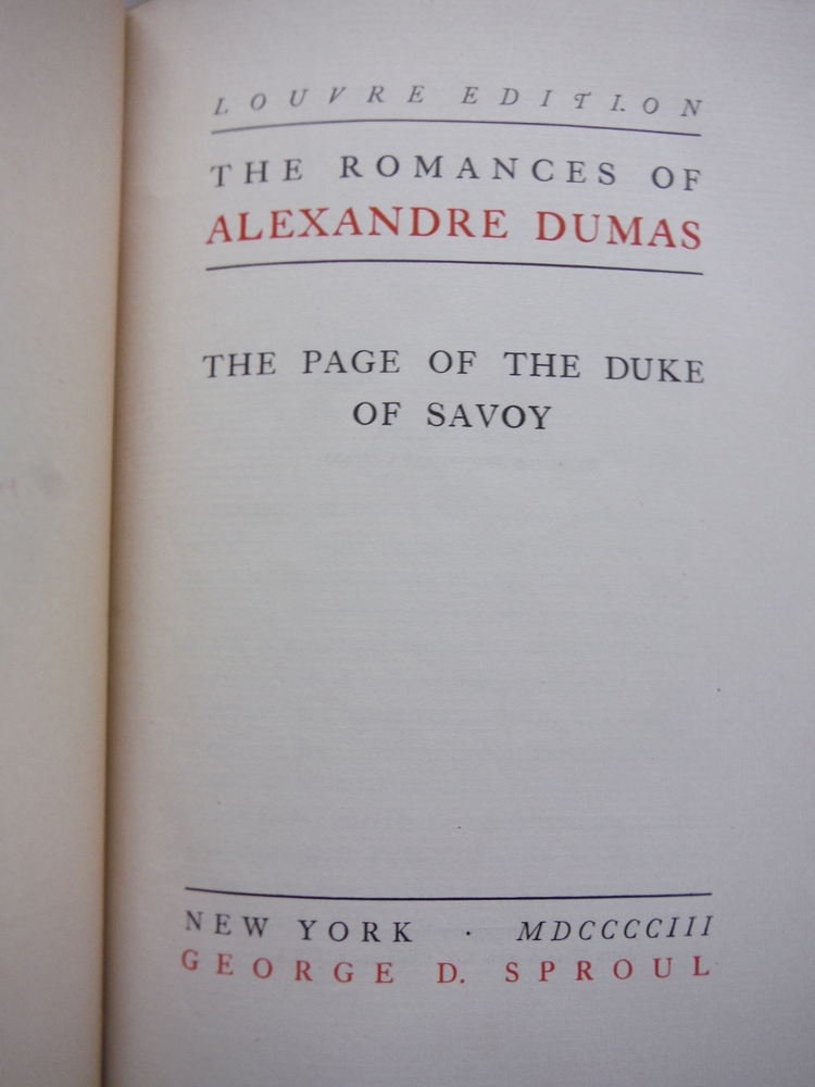 Image 1 of The Page of the Duke of Savoy: The Romances of Alexandre Dumas Louvre Edition Vo