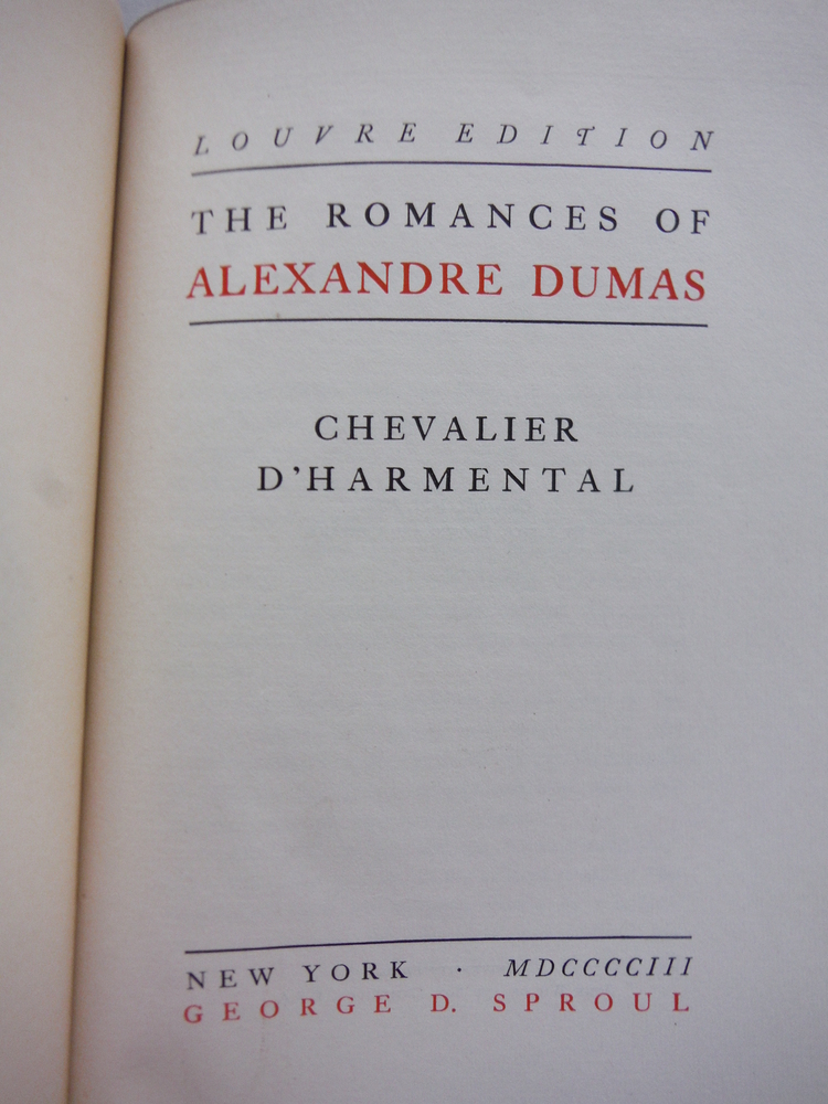 Image 1 of Chevalier D'Harmental: The Romances of Alexandre Dumas Louvre Edition Vol. 15