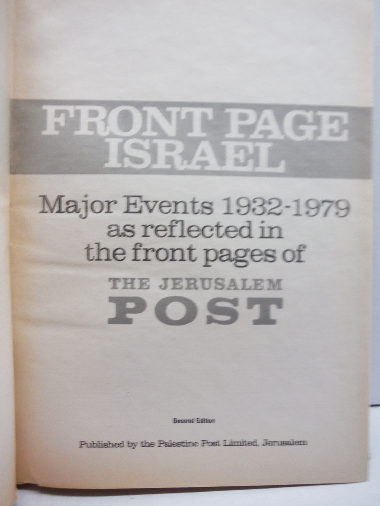 Image 1 of Front Page Israel: Major Events 1932-1978 As Reflected in the Front Page of the 