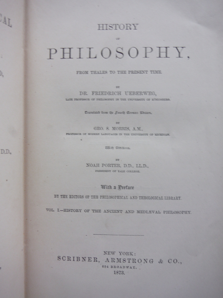 Image 1 of History of Philosophy from Thales to the Present Time (Two Vols.)