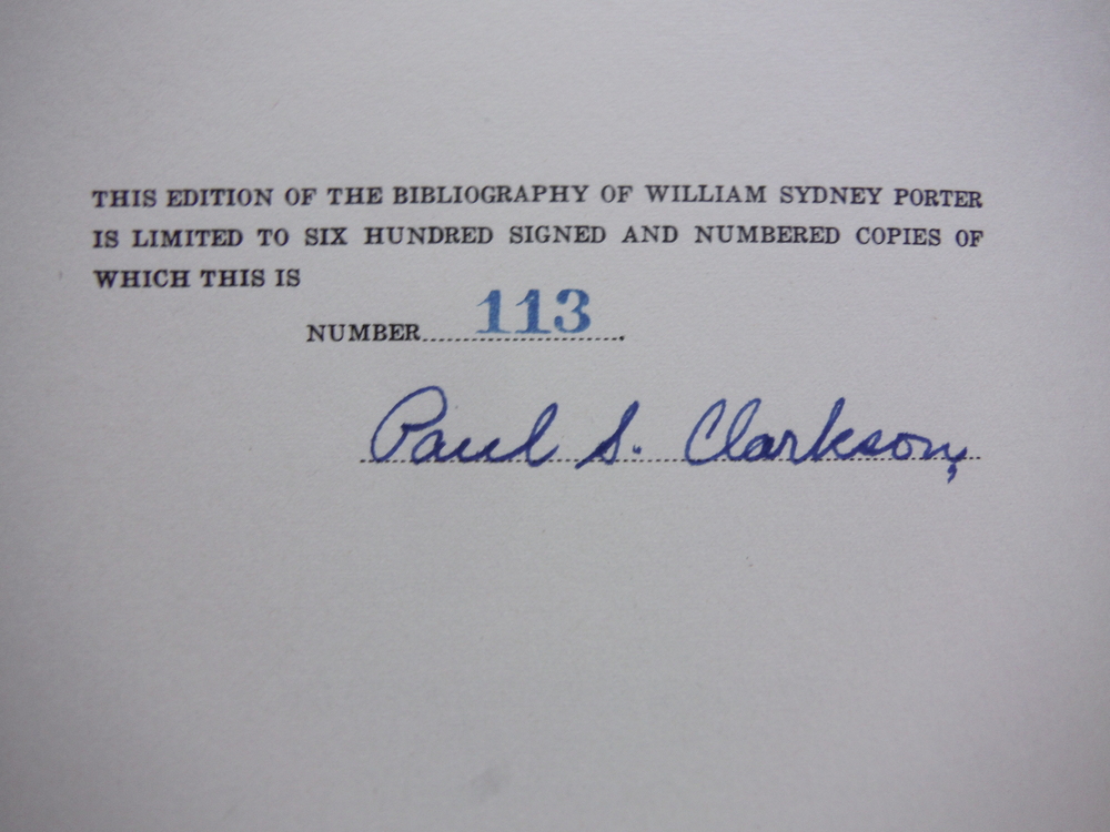 Image 1 of A Bibliography of William Sydney Porter (O.Henry)  (SIGNED LIMITED EDITION)